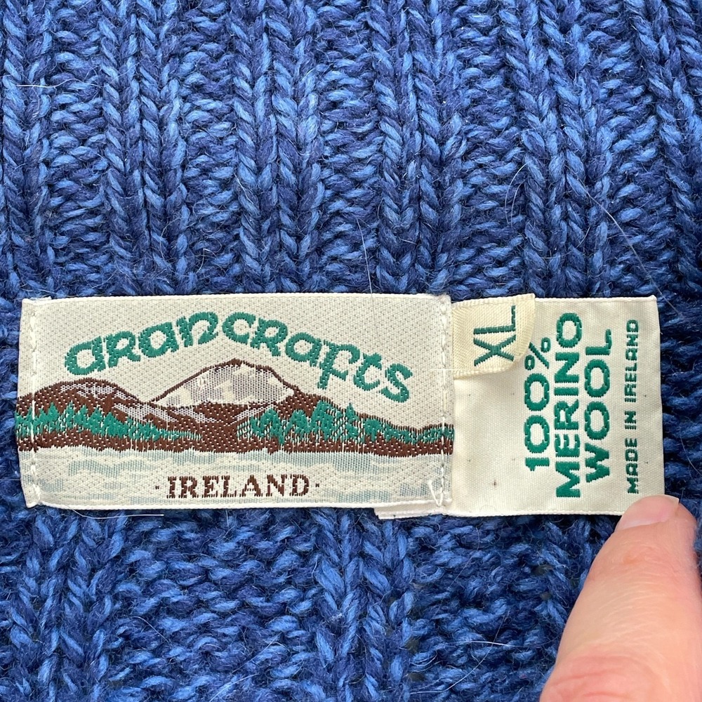 Aran Crafts Cable Knit Cardigan Womens XL 100% Merino Wool, Celtic‎ Blue - Picture 4 of 7